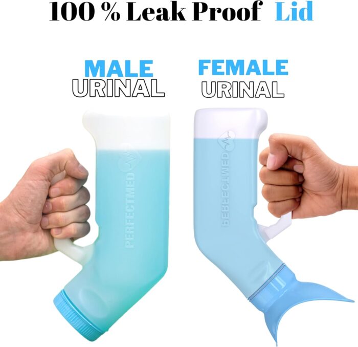 Female Urinal Spill Proof 32 oz (2 Pack)- Urinal for Women & Men - Pee Funnel - Unisex Bed Pan - Portable Urinals for Women - Sturdy Female Urination Device for Car Travel, Road Trip Essentials - Image 2