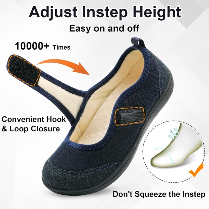 BARERUN Womens Slippers Wide Diabetic Shoes for Women Adjustable House Slippers Swollen Bunions Neuropathy House Shoes Stable Non Slip Barefoot Walking Shoes Indoor Outdoor - Image 4