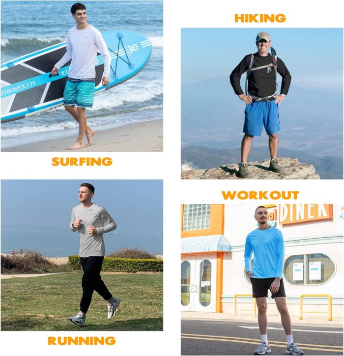 NAVISKIN Men's Rash Guard Shirts Swim Shirts UPF 50+ UV Sun Protection Long Sleeve Shirts Lightweight Quick Dry - Image 4