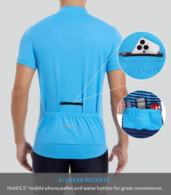 Spotti Men's Cycling Bike Jersey Short Sleeve with 3 Rear Pockets- Moisture Wicking, Breathable, Quick Dry Biking Shirt - Image 2