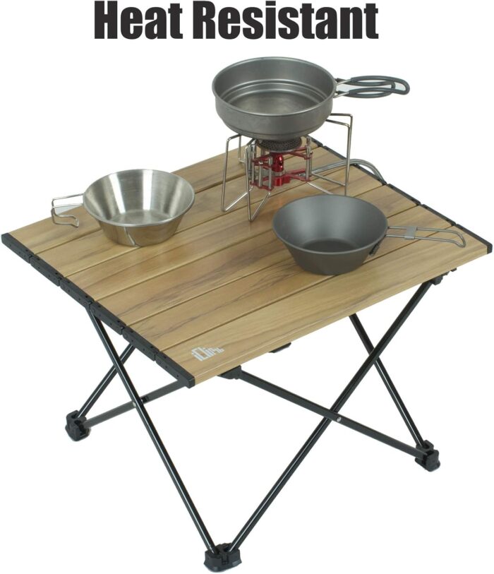 iClimb Ultralight Compact Camping Folding Table with Carry Bag (Nature- S) - Image 4