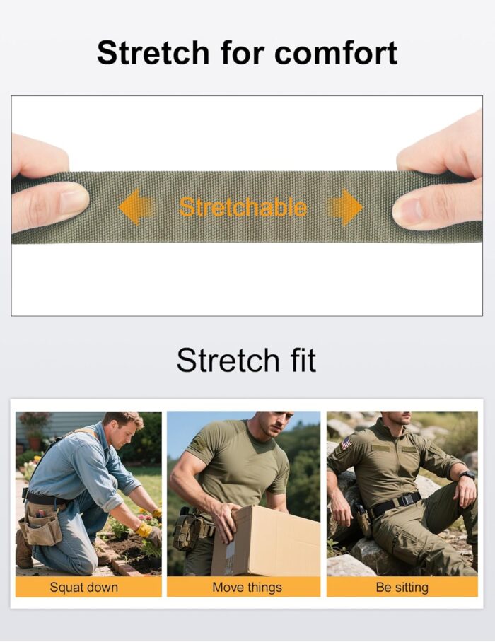 JUKMO Quick Release Tactical Belt, Military Work 1.5" Nylon Web Hiking Belt with Heavy Duty Seatbelt Buckle - Image 4