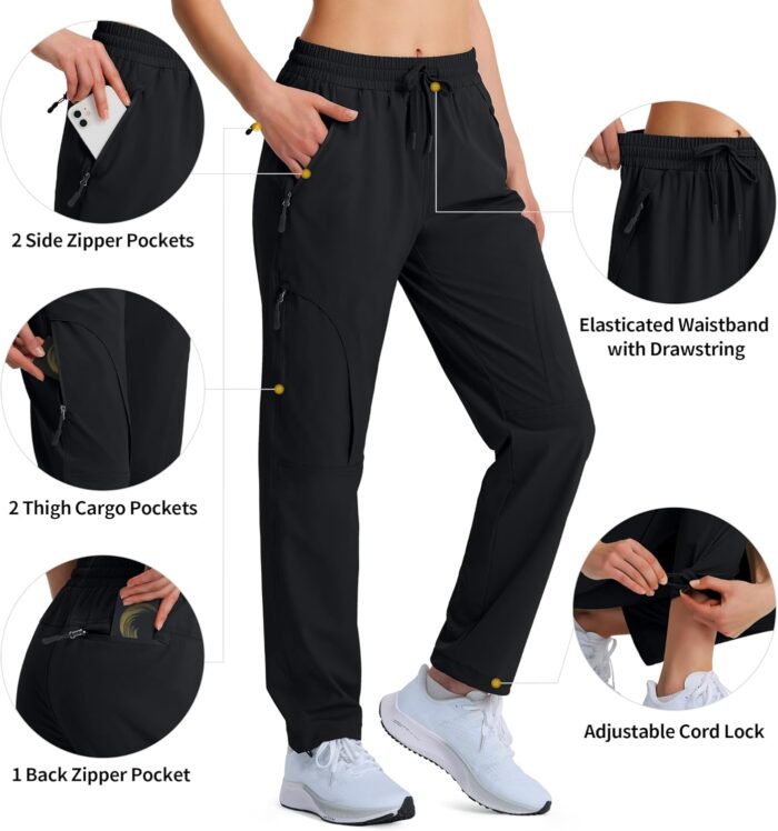 Women's Hiking Pants Quick Dry Lightweight Cargo Pants UPF 50 Water Resistant Zipper Pockets for Golf Travel Work Camping - Image 4