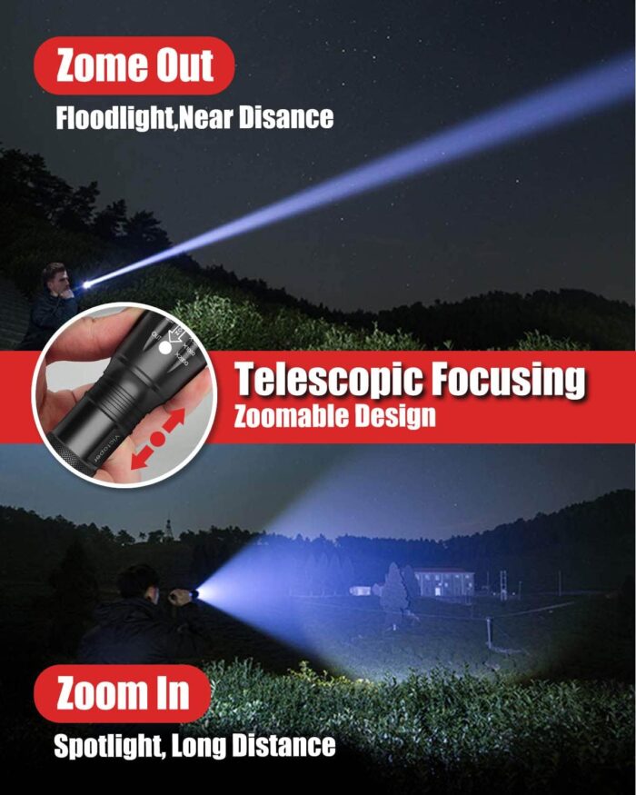 Victoper LED Flashlight 2 Pack, Bright Tactical Torch High Lumens with 5 Modes, Waterproof Zoomable Flash Light for Outdoor, Gifts for Father's Day Camping Essentials Gear - Image 3