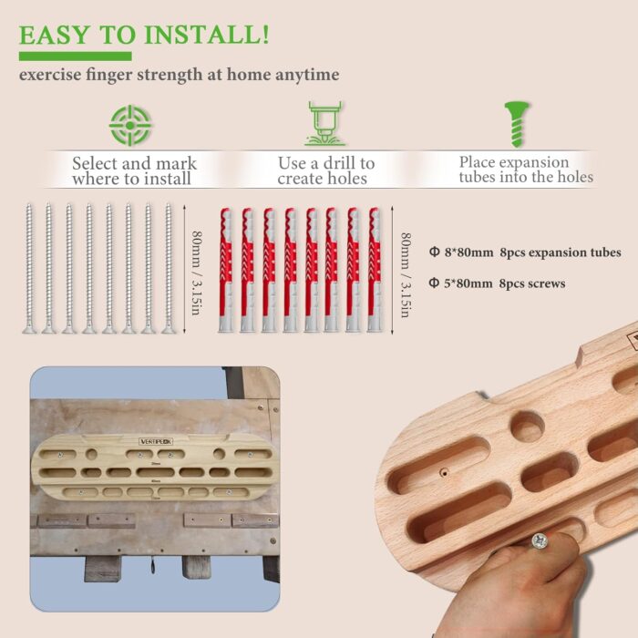 Climbing Hangboard,Rock Climbing Fingerboard Perfect for Boulder Training,Climbing Training and Pull-ups - Image 4