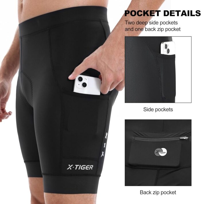 X-TIGER Bike Shorts for Men Padded Anti-Slip Leg Cycling Shorts with Zipper Pockets Mountain Bicycle Riding Road Biking - Image 3