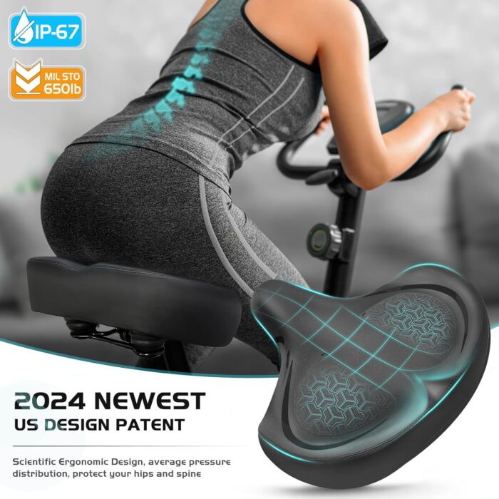 Bicycle Seat, Bike Seat for Women Men Extra Comfort Wide, Oversized Comfortable Seats Saddle for Peloton Bikes, Fit for Exercise Bikes, Electric Bikes, Mountain Bikes, Cruiser Bikes - Image 2