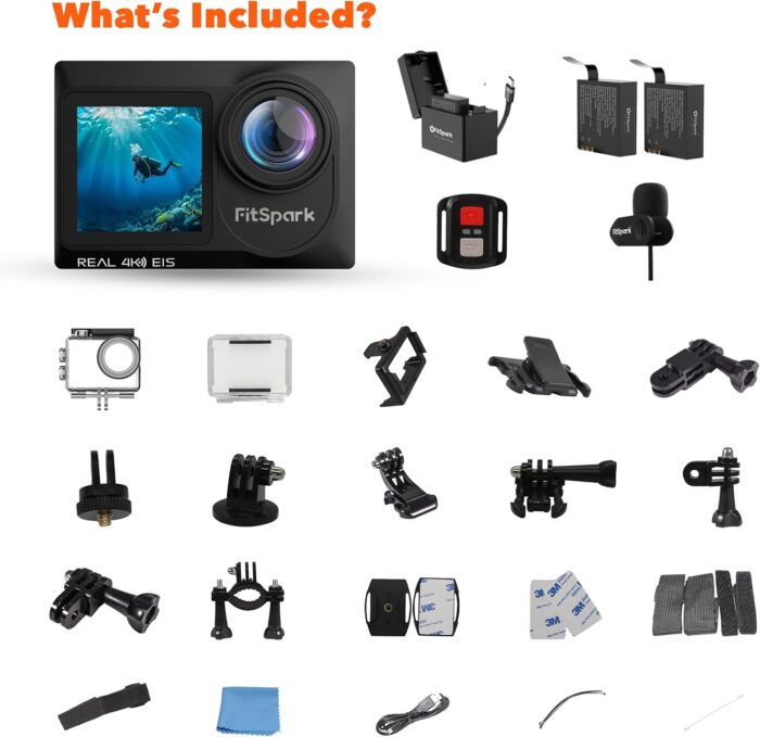Eagle i15 ProMax Real 4k30FPS 20MP WiFi Action Camera Touch Screen EIS Stabilization Dual Screens Underwater Waterproof Sports Camera, 2 Batteries, Dock, External Microphone, Accessories Kit - Image 6
