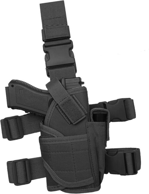 Molle Tactical Pistol Thigh Gun Holster, Drop Leg Holster, Right Hand Adjustable