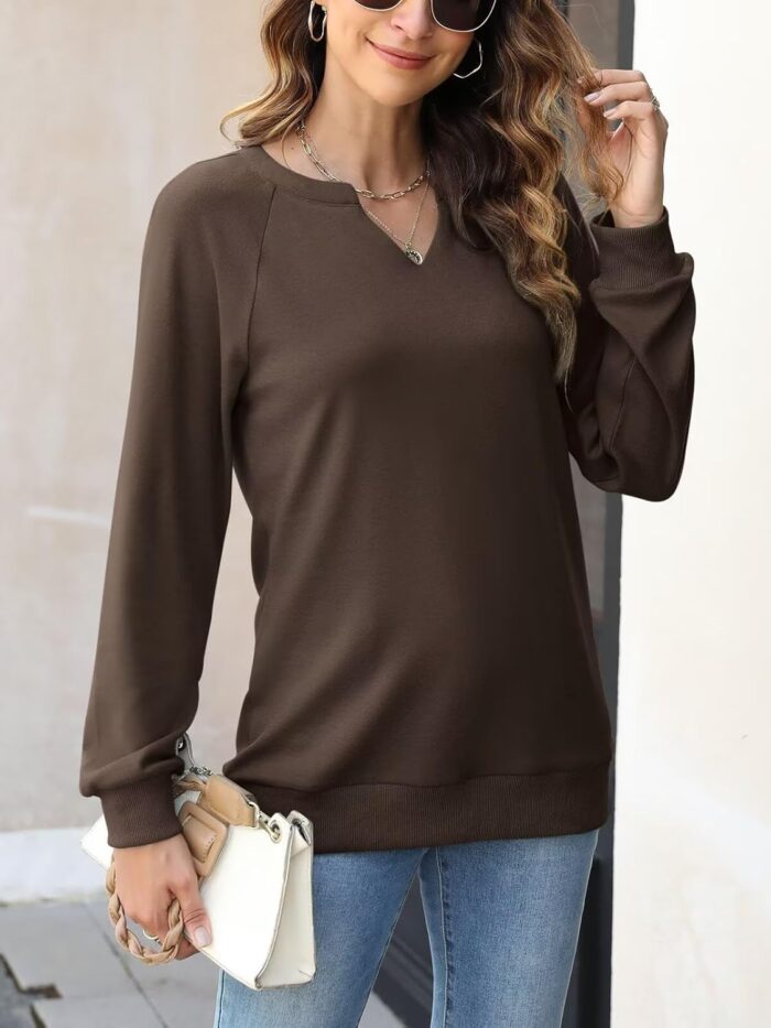 EADINVE Women Casual Long Sleeve V Neck Sweatshirts Cute Loose Fit Lightweight Pullover Tops - Image 5