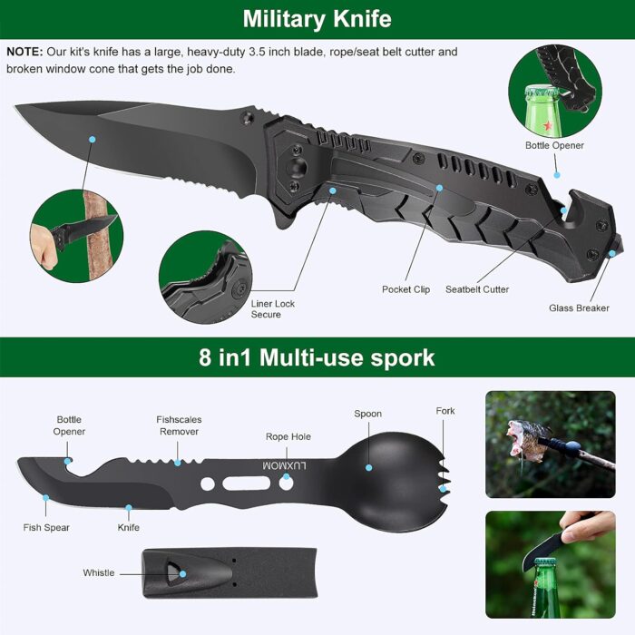 Gifts for Men Dad Husband Teenage Boy, Survival Kit 28 in 1, Survival Gear Tool Emergency Tactical Equipment Supplies Kits for Families Outdoors Camping Hiking Adventures - Image 3