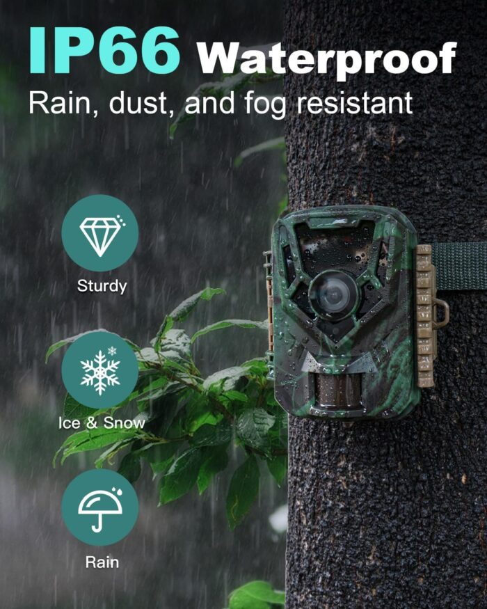 KJK Trail Camera 36MP 2.7K, Mini Game Camera with Night Vision 0.1s Trigger Time Motion Activated 130°Wide-Angle, Waterproof Trail Cam with 2.0” HD TFT Screen, Hunting Camera for Wildlife Monitoring - Image 5