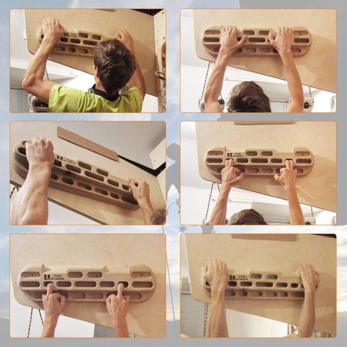 TWO STONES Climbing Hangboard Rock Climbing Training as Climbing Fingerboard with Jugs, Slopes and Edges, Pockets as Door Mounted Training Station Rock Climbing Pull Up Bar - Image 5