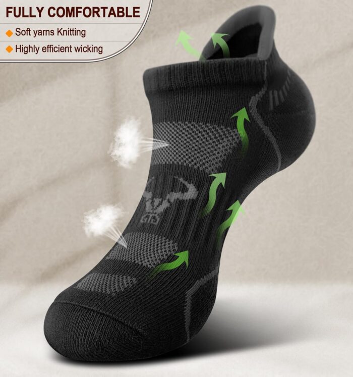 BULLIANT Men Running Socks 6Pairs-Ankle Athletic Socks Wicking Cushioned for Men Walking-Arch Compression Support - Image 2