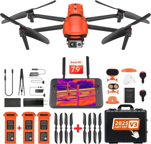 Autel Robotics EVO II Dual 640T Enterprise V3, Support Remote ID, 640 * 512@30 fps T~hermal Imaging, 0.8" RYYB CMOS 8K Sensor, DRI Ranges, 1-16x Zoom, 42 Mins,15KM Transmission