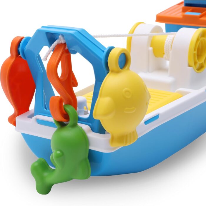 Toyland® 40cm (16") Colourful Fishing Boat with Moveable Doors, Fishing Hook & 4 Plastic Fish - Kids Floating Water Toy - Pool & Bathtime Toys - 3 Years+ - Image 6