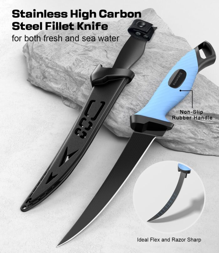 Pro Fishing Gear and Equipment Tools Accessories Kit with Fishing Pliers Fillet Knife Scissors Fish Lip Gripper Fish Ruler Fishing Gifts for Men Saltwater Fishing Fly Fishing Ice Fishing - Image 4