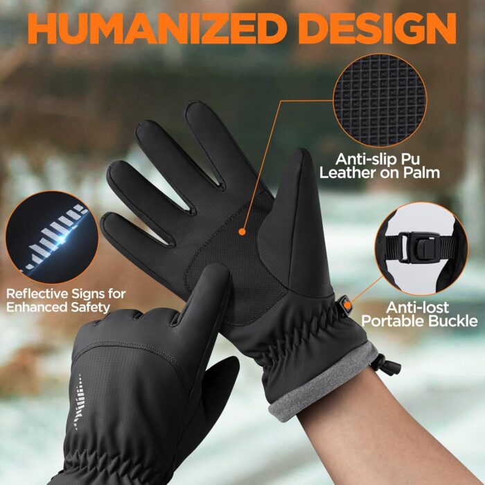 rivmount Winter Waterproof Ski Snow Warm Gloves for Women Men, Windproof Cold Weather Thermal with Touchscreen Fingers, for Running Driving Cycling Hiking Biking Outdoor Sports Daily Work - Image 5