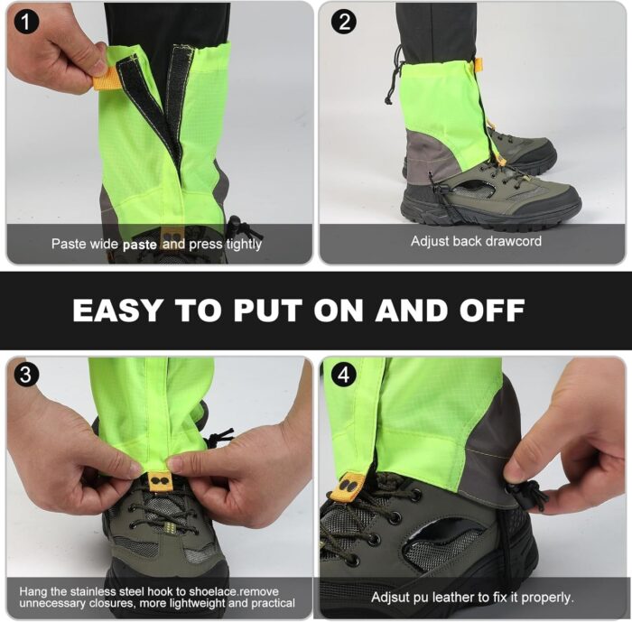 Waterproof Gators for Hiking Boots and Shoes Lightweight Adjustable Leg Gaiters for Men Women Gaiters for Hiking Snowshoeing - Image 3