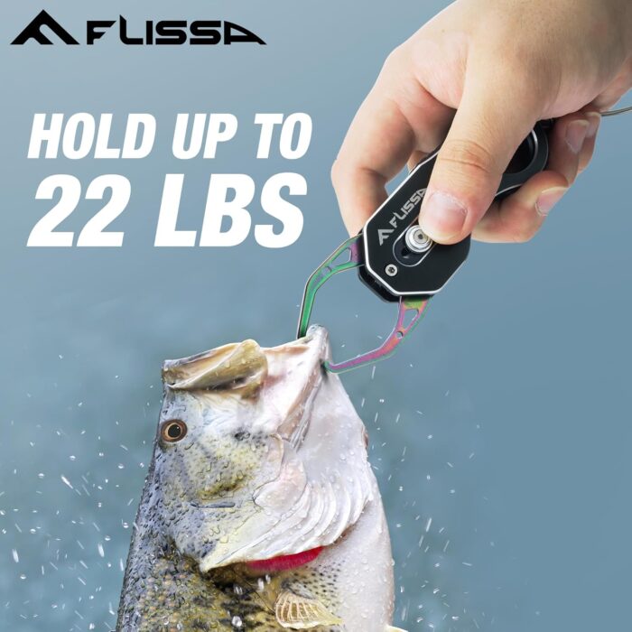 FLISSA 5" Mini Fish Gripper, 22 Pound Fish Lip Grip Tool with Carabiner and Spring Anti-Lost Rope, Durable Stainless Steel Fish Grabber Gripper, Corrosion Resistant & Portable - Image 2