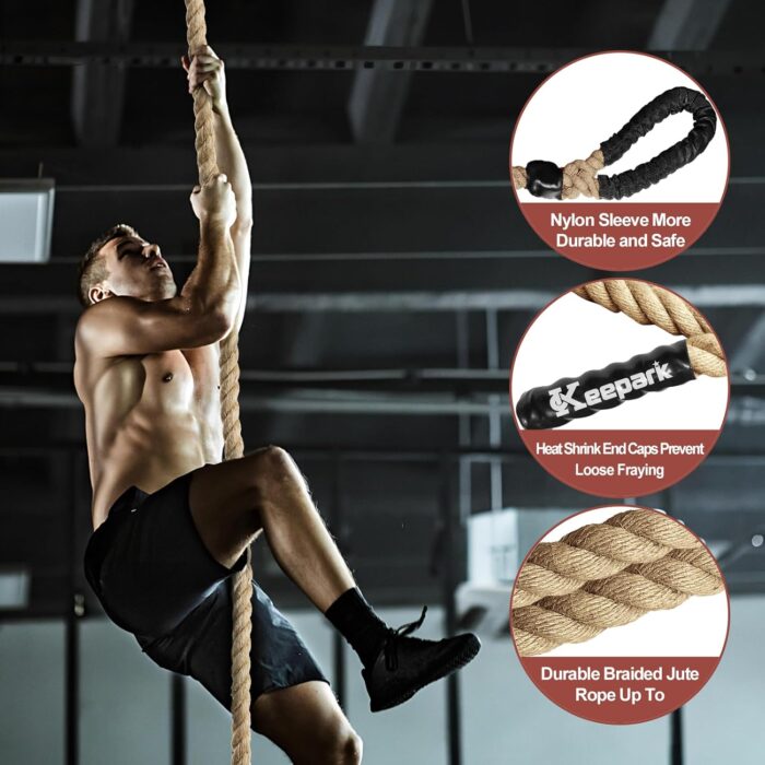 Climbing Rope 1.5 Inch Diameter 10FT 15FT 20FT 25FT 30FT 35FT Gym Climbing Rope for Fitness & Strength Training, Workout Exercises Climbing Rope for Adults Kids Outdoor or Home Indoor - Image 5
