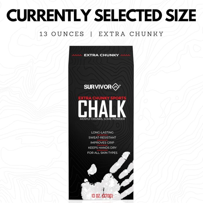 SURVIVOR Gym Chalk - Climbing Chalk, Lifting Chalk, Gymnastics Chalk - Pure Magnesium Carbonate Hand Chalk Powder, Weightlifting Chalk Gym - Rock Climbing Chalk for Weights - Image 2