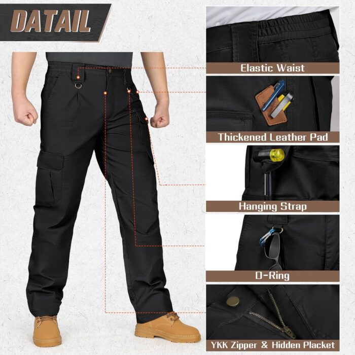 IGOLUMON Men's Stretch Tactical Pants, Breathable Ripstop Cargo Pants, Outdoor Lightweight EDC Work Hiking Pants - Image 5