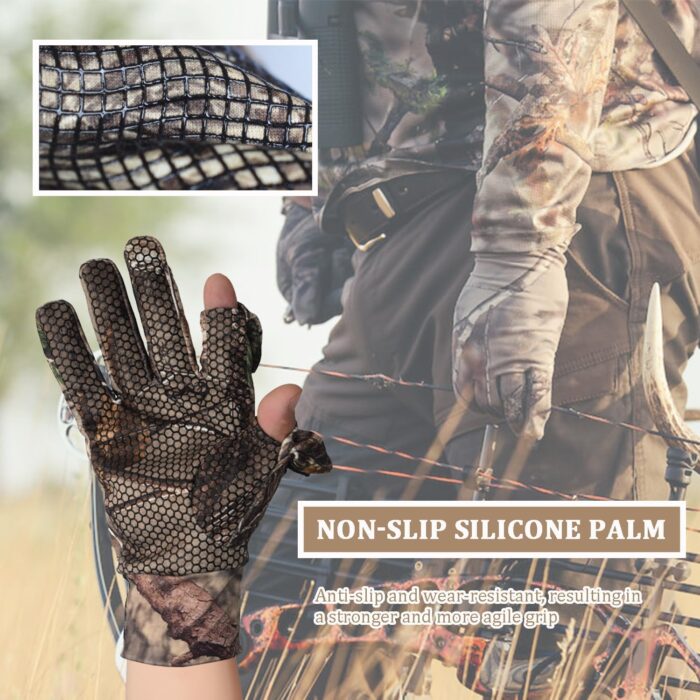 Camouflage Hunting Gloves, Lightweight Anti-Slip Full Finger Fingerless Touchscreen Camo Gloves Outdoor Tactical Hunting Gear Archery Accessories for Turkey Fishing Airsoft - Image 5