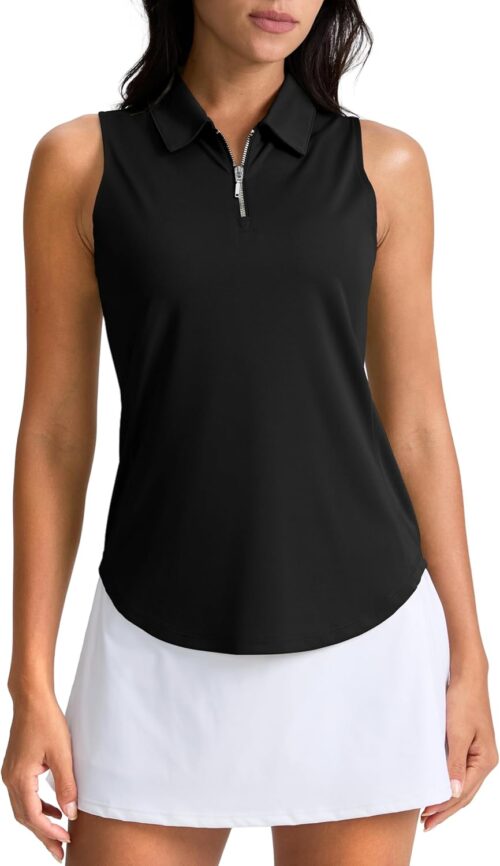 G Gradual Womens Golf Shirt Sleeveless Zip Up Polo Shirts for Women Collared Lightweight Tennis Athletic Tank Top