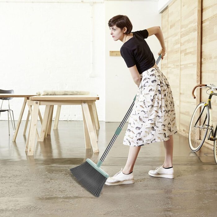 kelamayi Upgrade Broom and Dustpan Set, Large Size and with Long Handle, Upright,Ideal for Indoor Outdoor Garage Kitchen Room Office Lobby Use (Green) - Image 5