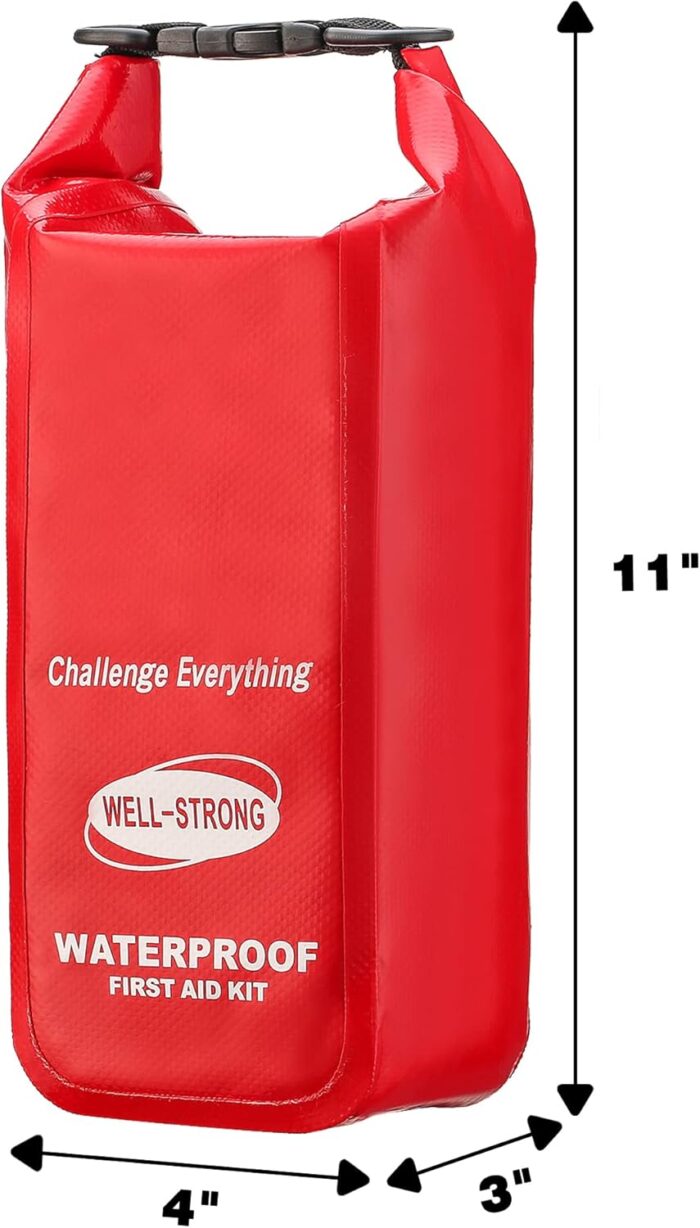 Waterproof First Aid Kit Roll Top Boat Emergency Kit with Waterproof Contents for Fishing Kayaking Boating Swimming Camping Rafting Beach Red - Image 5