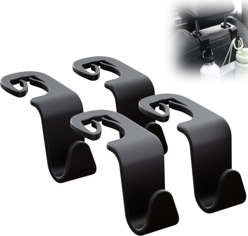 Car Seat Headrest Hook 4 Pack,Purse Holder Hook for Car Organizers and Storage,Car Organization Accessories For Women Road Trip Essentials,Long