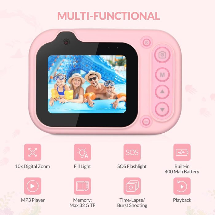 Bestrip Kids Underwater Camera, 1080P HD Waterproof Digital Camera with 2.4" IPS Screen, Birthday Gifts for Boys Girls Children, Toddler Cameras Toys for 3 4 5 6 7 8 9 - Image 8