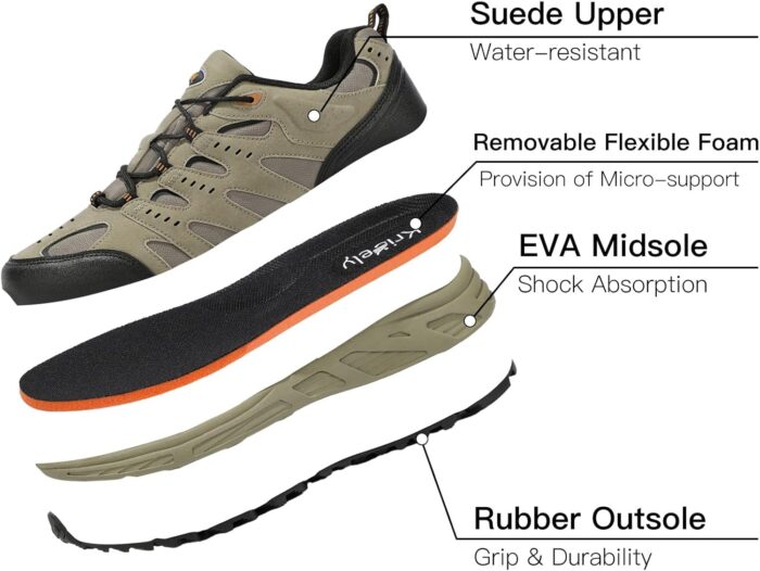 Kricely Men's Low Top Hiking Shoes Waterproof Suede Lightweight Anti Slip Trekking Shoes for Outdoor Trailing Camping Backpacking Running Walking - Image 3