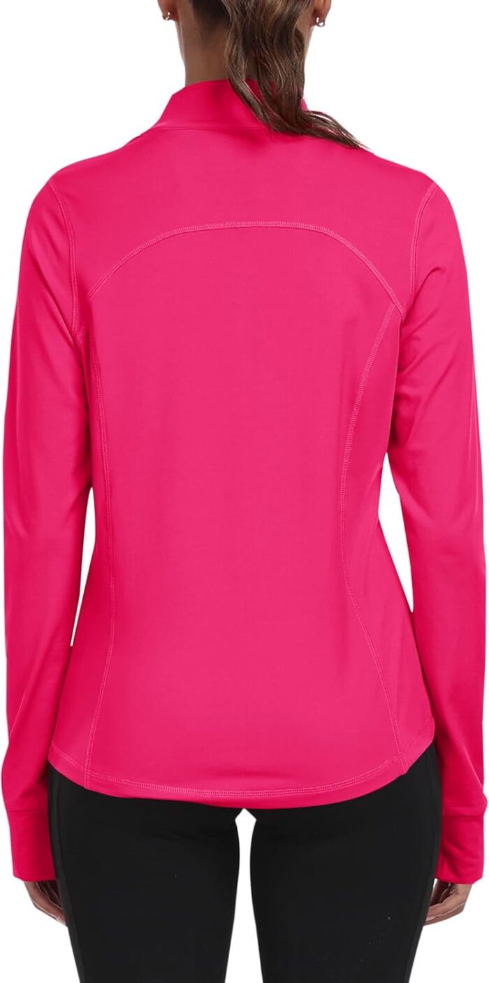 MoFiz Women's Full Zip Hiking Shirt Lightweight UPF 50+ Sun Protection Running Jacket Long Sleeve Sports Outdoor Top Pockets - Image 3