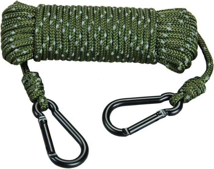 Hunters Specialties 30ft Heavy Duty Reflective Treestand Rope - Hunting Large-Diameter Rope with 2 Carabiner Clips