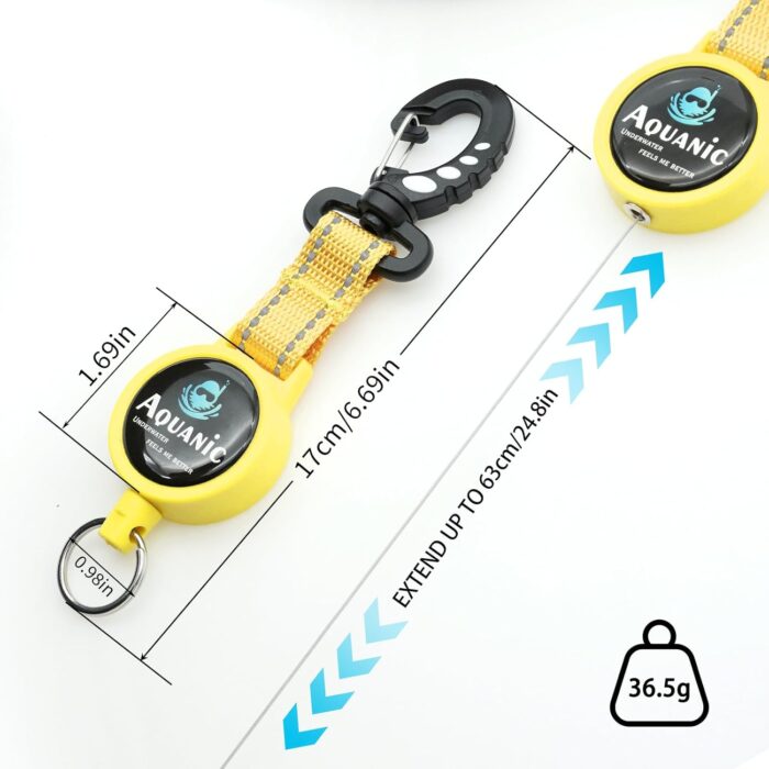 Scuba Diving Retractable Gear Tethers, Scuba Accessories Dive Clip Lanyard with Snap Hook, Split Ring Quick-Release Extension Cord for Diving,Swimming,Flashlights,Cameras and More - Image 5