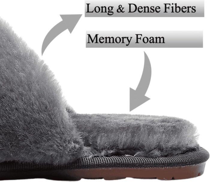 Crazy Lady Women's Fuzzy Fluffy House Slippers Cute Plush Memory Foam Shoes Cross Band Indoor Outdoor Open Toe Sandals - Image 4