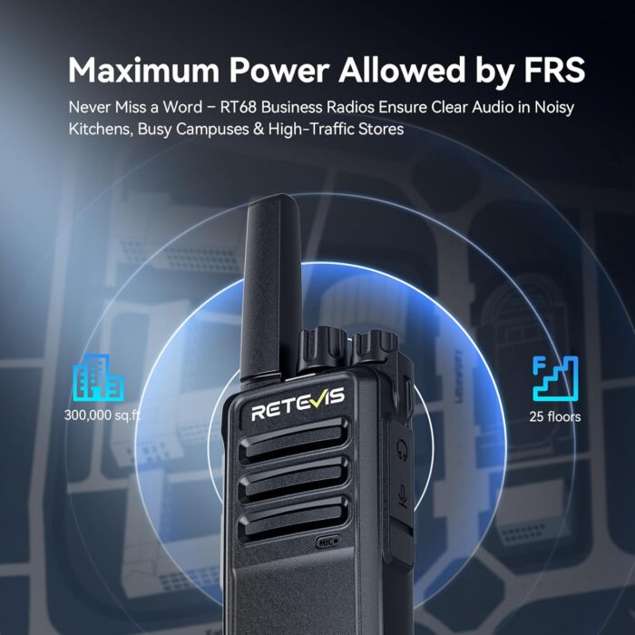 Retevis RT68 Walkie Talkies with Earpiece, Portable FRS Two-Way Radios Rechargeable, with 6 Way Multi Unit Charger, Hands Free, Long Range, Rugged 2 Way Radios 6 Pack for Adults School Church - Image 3
