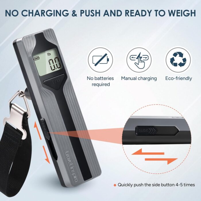 travel inspira Luggage Scale Battery-Free, Travel Essentials, Portable Handheld Suitcase Weight Scale for for Travel Accessories, 110lbs/50kg - Image 3