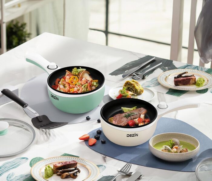 Dezin Hot Pot Electric Upgraded, Non-Stick Sauté Pan, Rapid Noodles Electric Pot, 1.5L Mini Portable Hot Pot for Steak, Egg, Fried Rice, Ramen, Oatmeal, Soup with Power Adjustment - Image 6