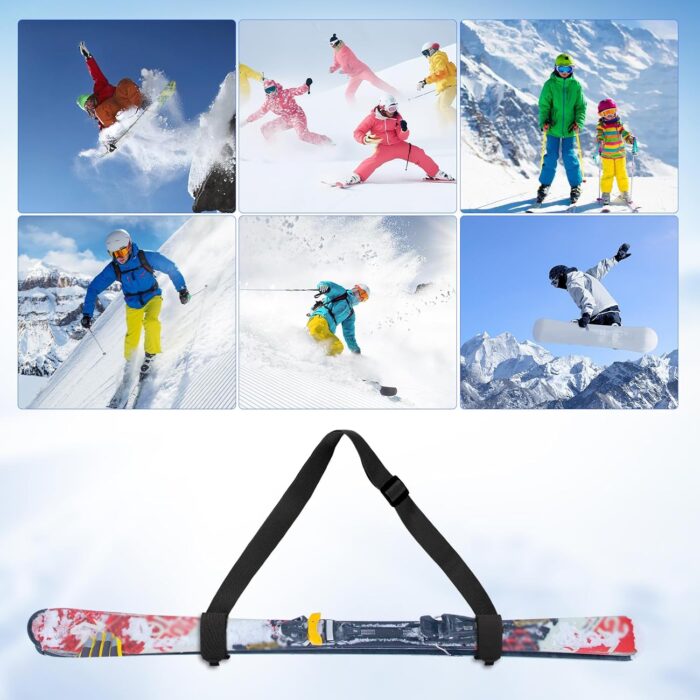 3pcs Ski Shoulder Straps, Adjustable Ski Carrier Straps Ski Pole Straps Ski Bag Fastener Straps Snowboard Leash/Band/Sling with Protective Pads Skate Ski Boot Straps for Winter Sports Accessories - Image 6