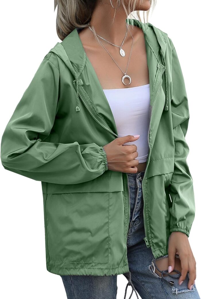 Women's Raincoats Lightweight Waterproof Windproof Adjustable Windbreaker Rain Jackets Hooded with Pockets S-XXL - Image 3
