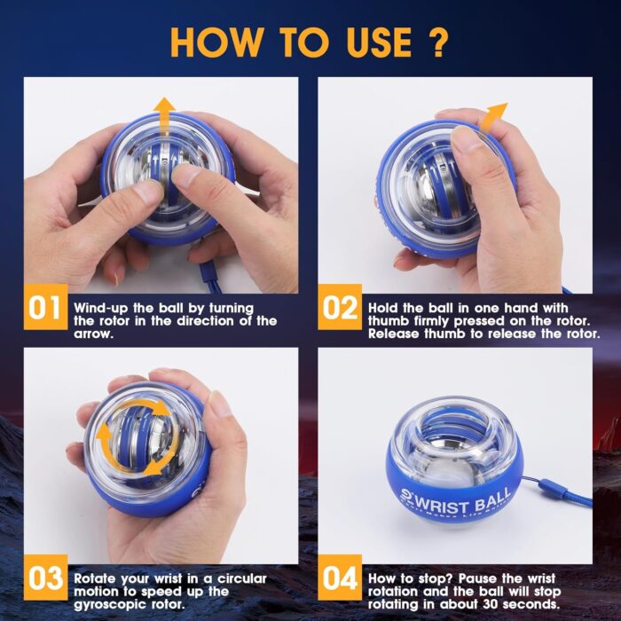 Wrist Trainer Ball Auto-Start Gyroscopic Forearm Exerciser Gyro Ball for Strengthen Arms, Fingers, Bones and Muscles - Image 7