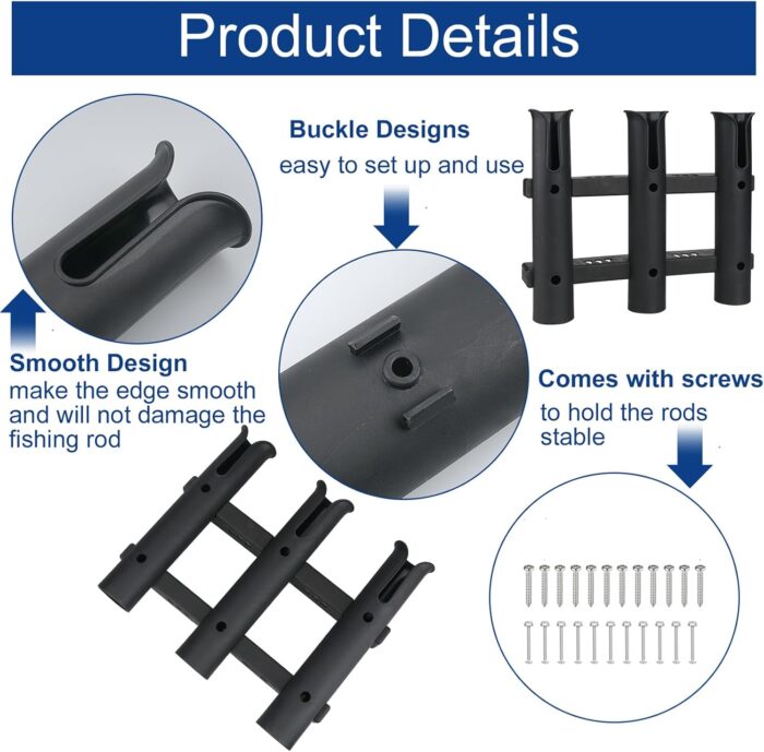 Fishing Rod Holders Boat Rod Holders with Screws Plastic Tube Pole Holders Bracket for Boat Kayak Garage Cooler Trailer Portable - Image 2