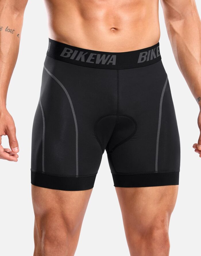 Bikewa Men's Cycling Underwear with Anti-Slip Leg Grips 4D Padded Bike Shorts MTB Liner for Bicycle Biking Riding - Image 2