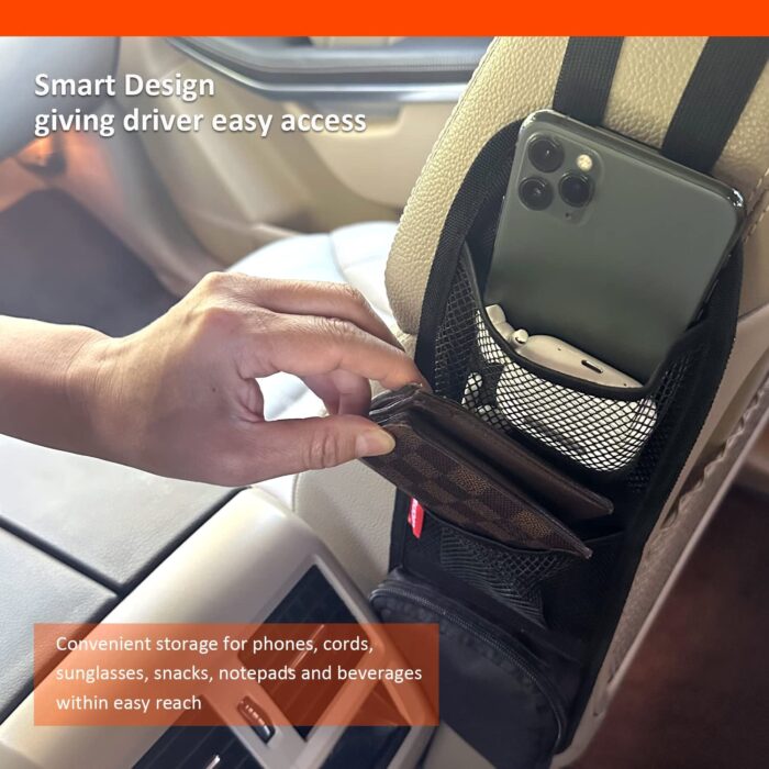 Luckybay Car Seat Side Organizer, Auto Seat Storage Hanging Bag, Phones, Drink, Stuff Holder with Mesh Pocket for Cars, SUV & Truck - Image 7