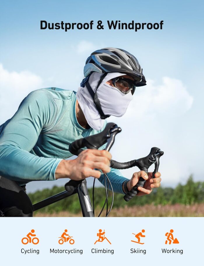 AstroAI Ski Mask Balaclava Face Mask Shiesty Mask for Men Women, UV Protector Windproof Neck Warmer Face Cover for Motorcycle, Snowboarding, Skiing, Hunting, Cycling, White - Image 3