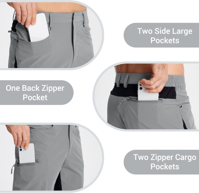 CRYSULLY Men's Hiking Cargo Shorts Outdoor Summer Lightweight Quick Dry Casual Shorts with 5 Pocket - Image 4