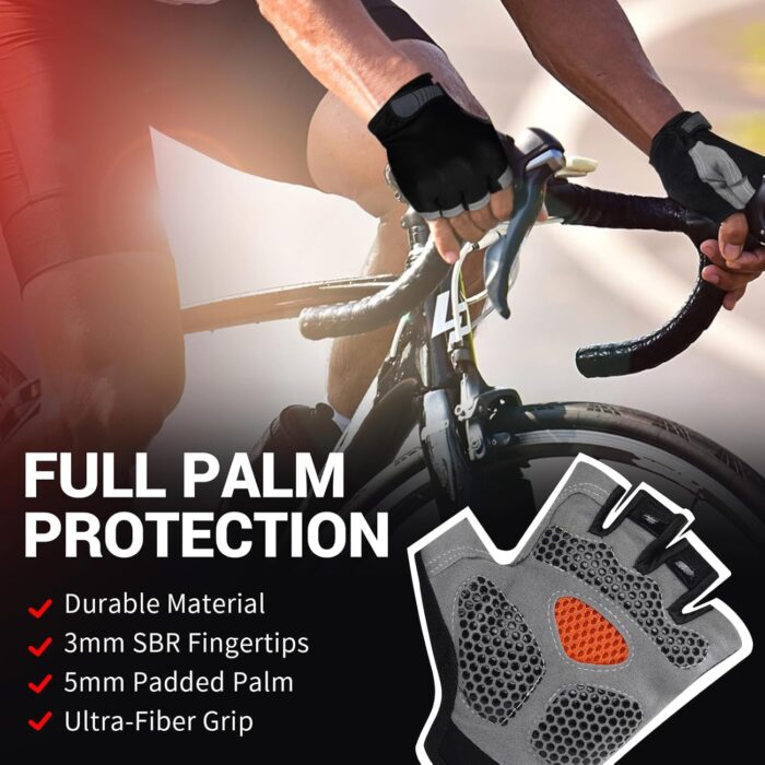 WULI Cycling Gloves Half Finger Men's and Women's Fitness Gloves for Cycling, Breathability, Anti Slip Yoga Equipment, Anti cocooning, Wrist Protection Thickened Palm - Image 4
